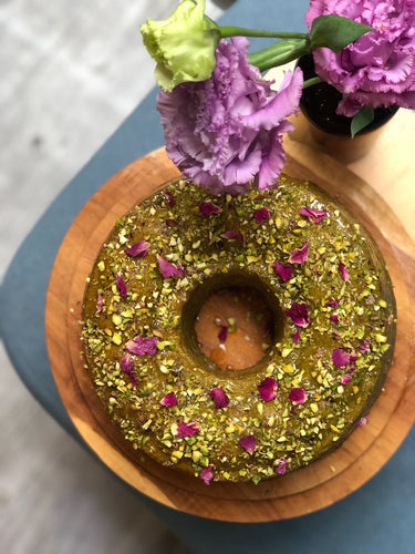 Persian Love Cake - Pistachio Kirsche Macerated Sour Cherry with Rose Glaze